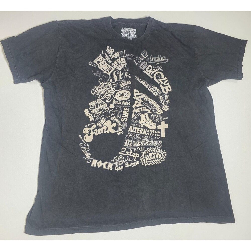 Threadless Vintage 2009 Graphic Tee Shirt Mens XL Black Guide To Music Cotton
